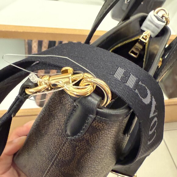 Coach City Mini Tote Bag In Signature Canvas In Gold/Walnut/Black CW032 - Picture 6 of 7